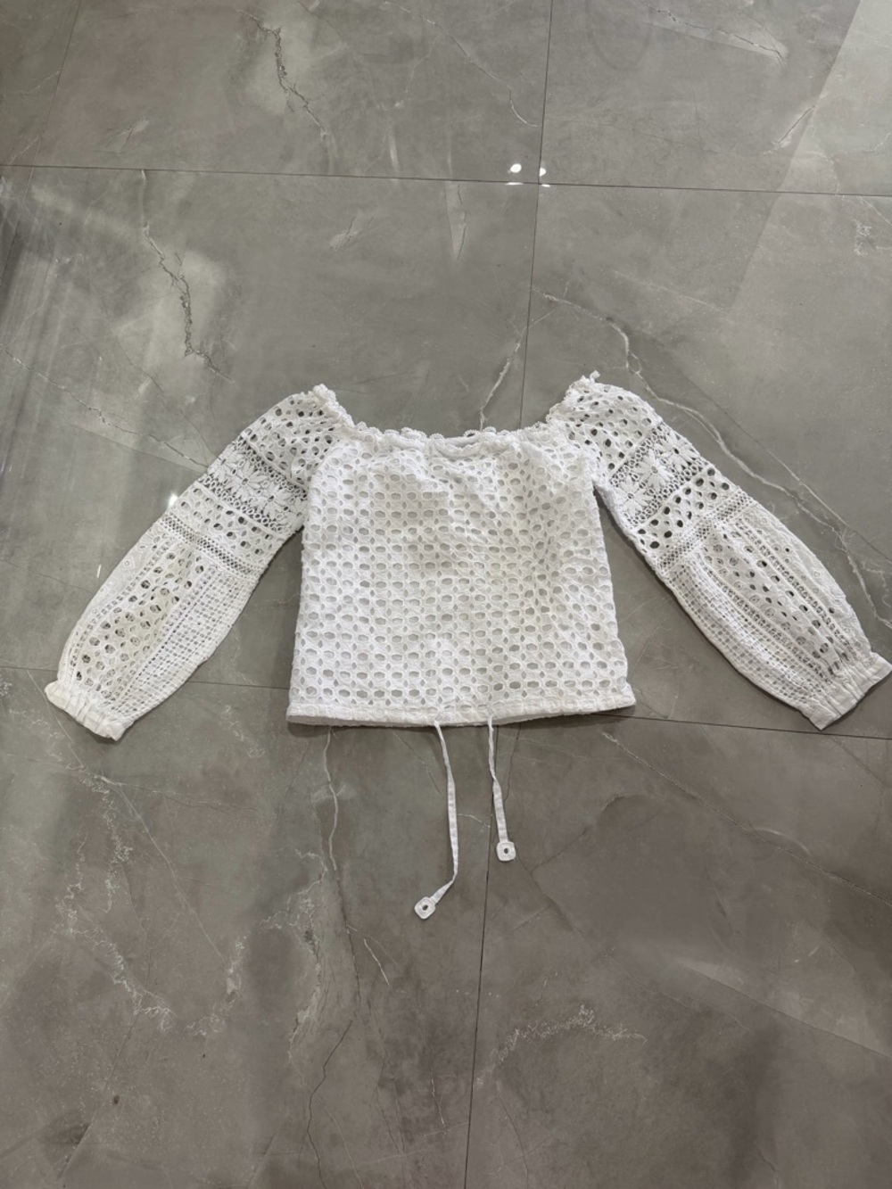 Temptation Positano berillo small White Eyelet Off-Shoulder Peasant Top